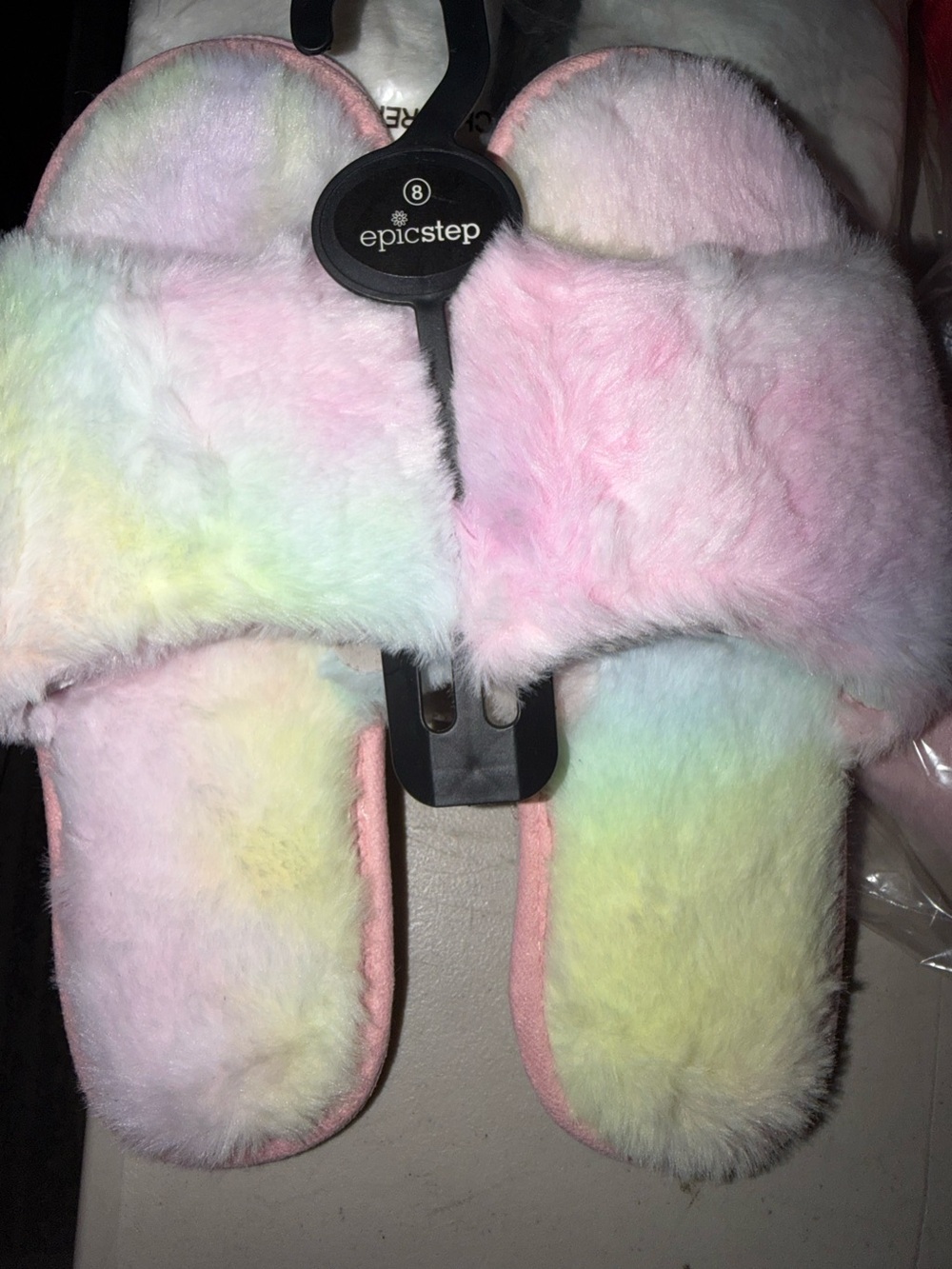 ✨ EpicStep Pastel Rainbow Faux Fur Slippers | Women’s Size 8 | Cozy & Soft